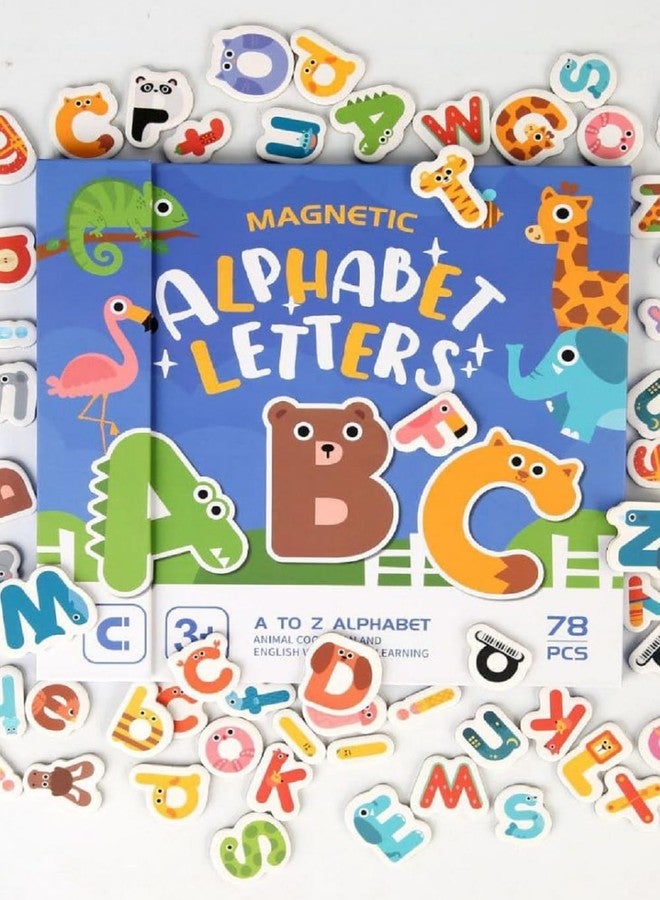 PLUSPOINT 78 Pieces Magnetic Alphabet Letters, A-Z Animal Learning Set with Magnetic Board & Spelling Guide with Uppercase & Lowercase ABC Letters, Educational Toy for Kids 3-6 Years - Image 3